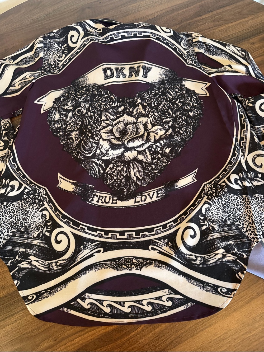 DKNY Purple and White Graphic Button-Down Shirt